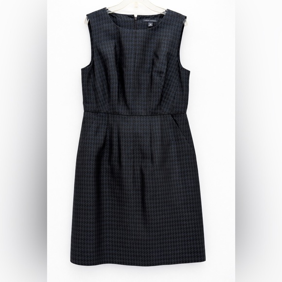 Banana Republic Navy Houndstooth Sleeveless Sheath Elegant Office Career Dress - Picture 2 of 15